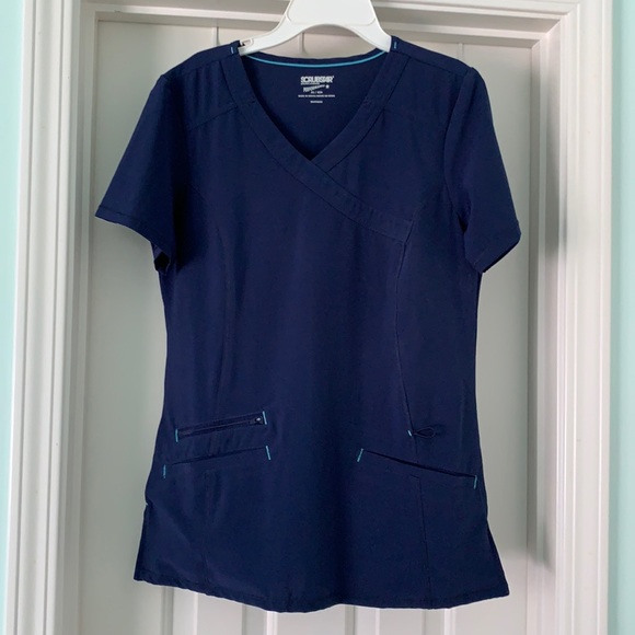 women’s scrub top navy blue - Picture 1 of 5